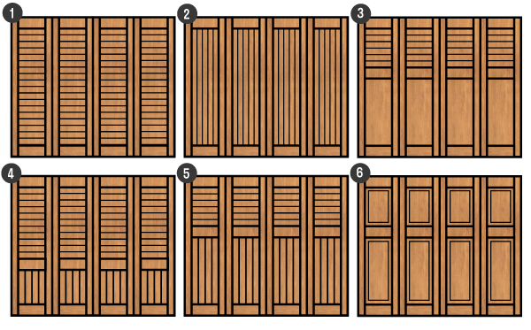 Différents modèles de volets en bois par Volets Guignard.